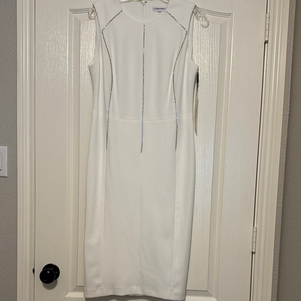 NWT Calvin Klein White Sleeveless Dress